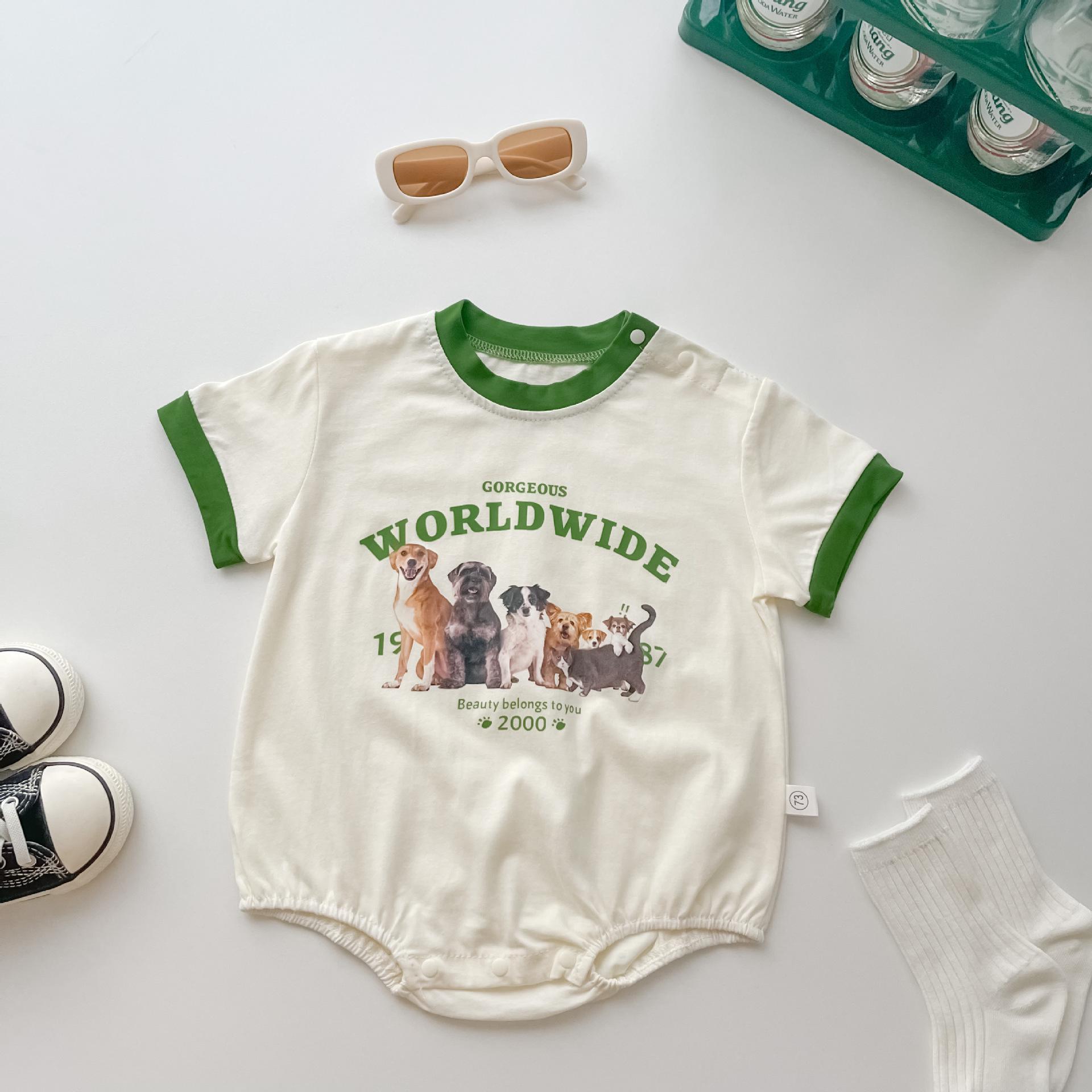Summer Unisex Baby Short-Sleeved Striped Cotton Onesie Romper 66 cm