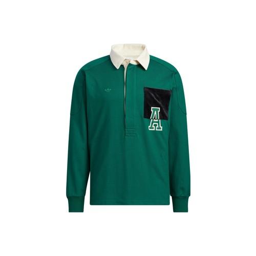 

Мужская повседневная рубашка-поло adidas Originals с длинным рукавом и молнией, темно-зеленая M темно-зеленого