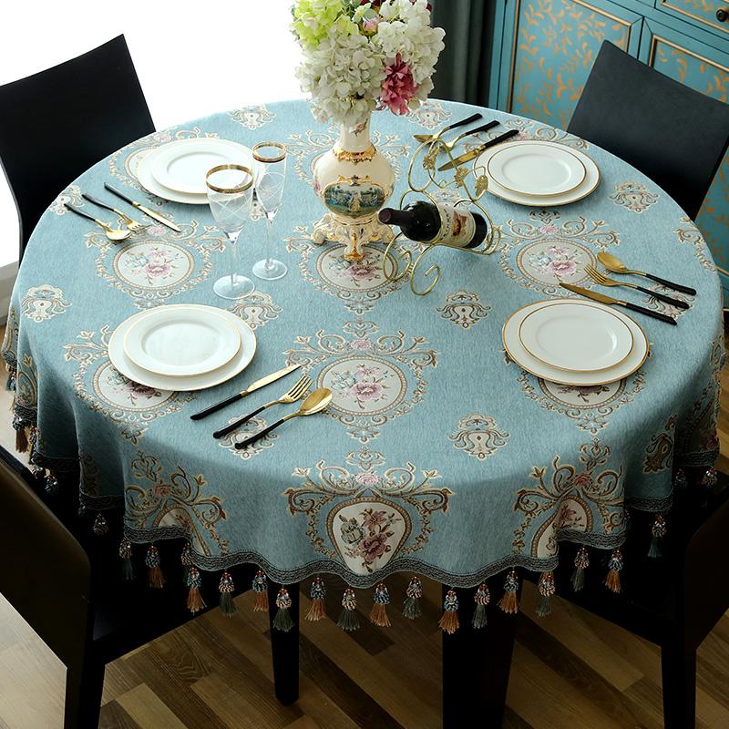Luxxury Large Tassel Pendant TableclothThicken Round Table Cloth Neil Jacquard Living Room Coffee Cover Gift Home Wedding Decor