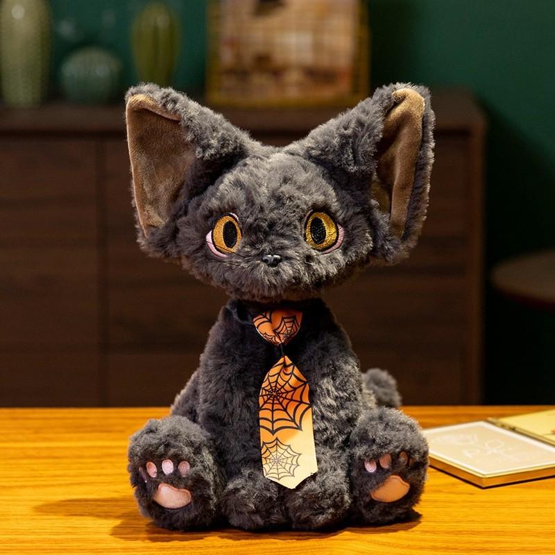 

Adorable 30cm Black Cat Plush Toy With Stylish Tie Design Perfect For Halloween Gifts Necktie