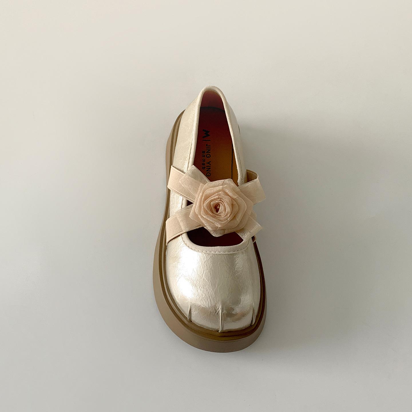 

Silver French round head platform small leather shoes women s 2025 new summer skirt versatile height increase Mary Jane single shoes 39 шампанського