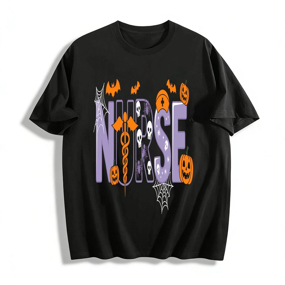 Halloween Themed Nurse Print Casual Top Pure cotton T-shirt XXS