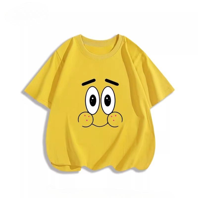 Potdemiel Summer SpongeBob SquarePants Pure Polyester Children's T-Shirt, Comfortable and Breathable, Suitable for Boys and Girls.