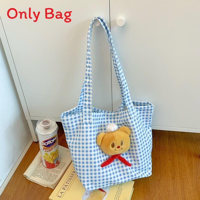 Butter Bear Plush Tote Bag With Zipper Closure For Daily Use