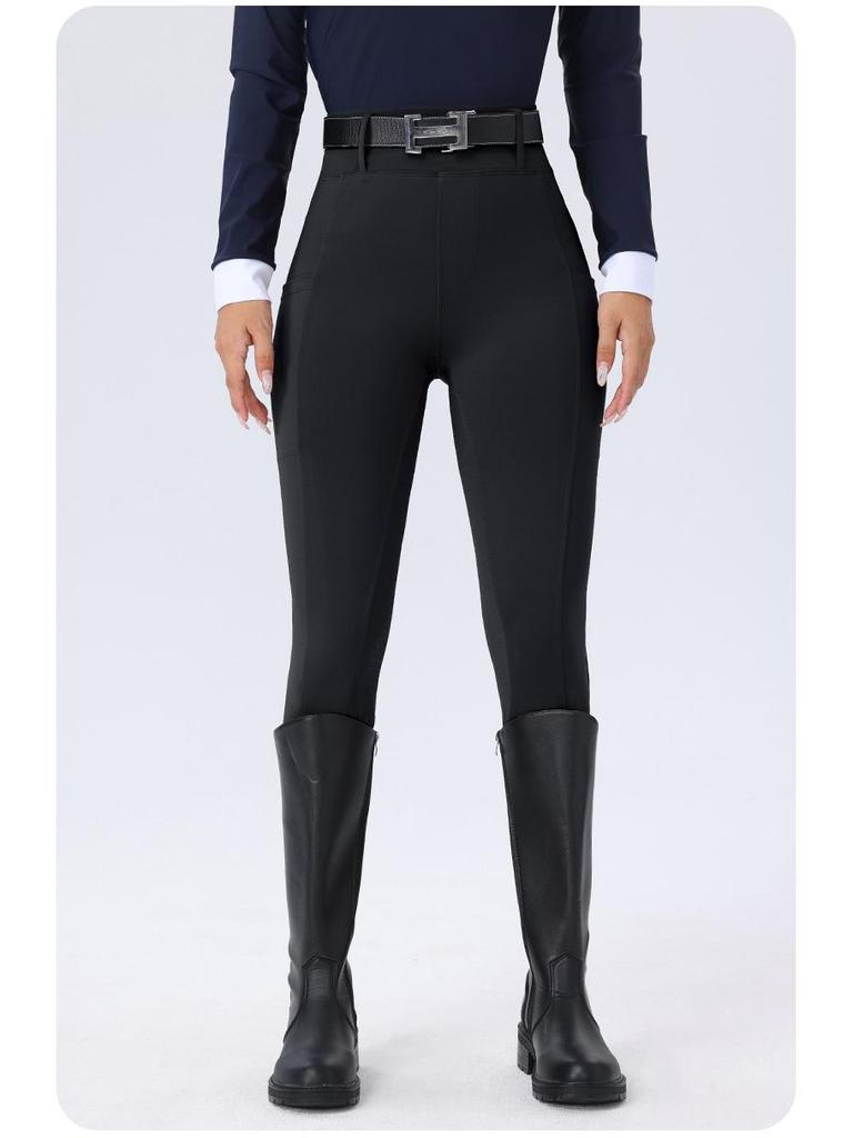 Damskie białe silikonowe bryczesy jeździeckie z pełnym lejem antypoślizgowym - Elastyczne obcisłe spodnie konkursowe jeździeckie, styl europejski i amerykański.