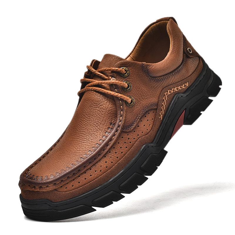 

Весенняя и осенняя уличная рабочая одежда. Кожаная обувь. Деловая повседневная кожаная мужская обувь в британском стиле. Нескользящая износостойкая обувь для пап среднего возраста. 39