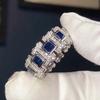 Luxury Shiny Blue Cubic Zironia Rings for Women Creative Fresh Style Finger Accessories Delicate Charms Wedding Jewelry