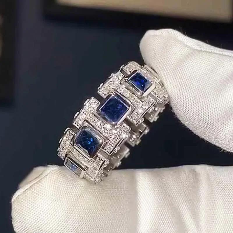 Luxury Shiny Blue Cubic Zironia Rings for Women Creative Fresh Style Finger Accessories Delicate Charms Wedding Jewelry