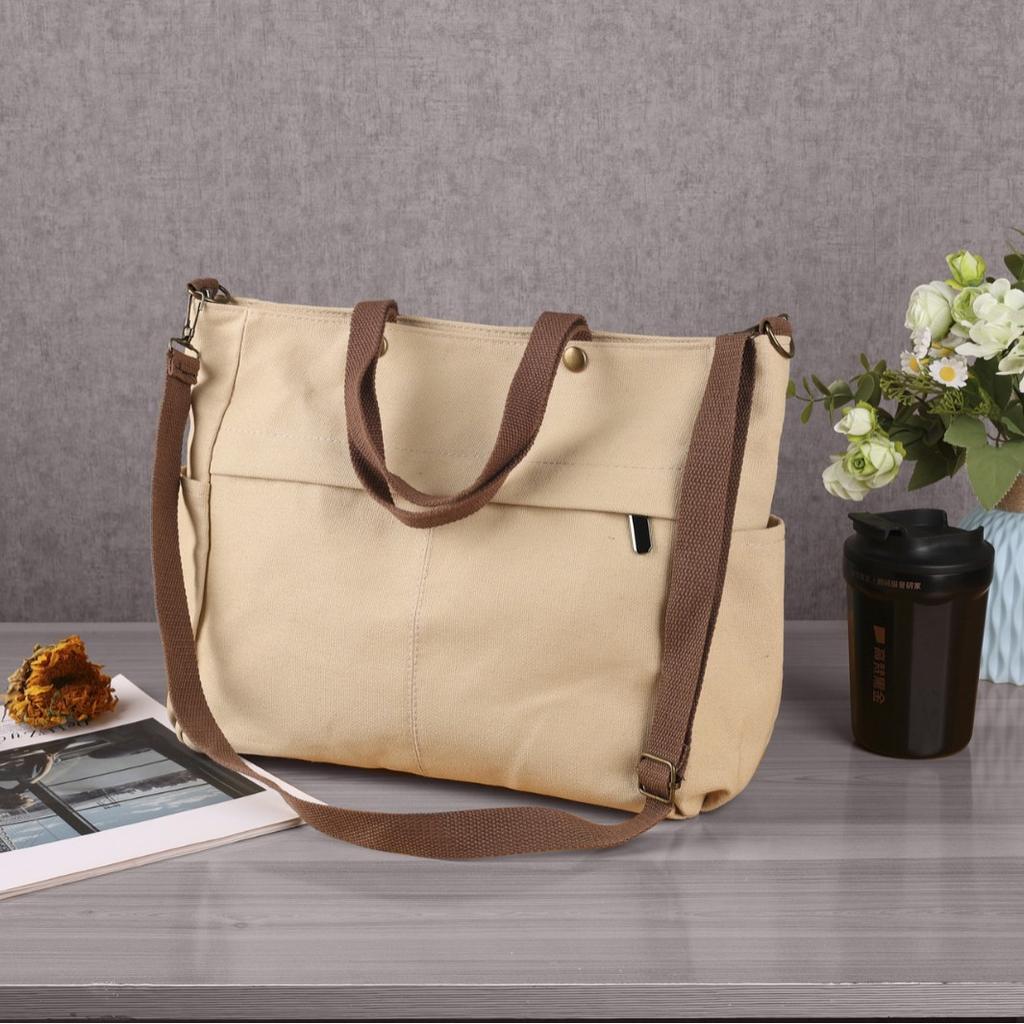 Thickened Large Capacity Canvas Commuting Bag, Women's Hand-held Tote Bag, Fashionable Outdoor Crossbody