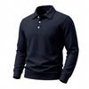 Men S Long Sleeve Waffle Knit Polo Shirt Loose Fit