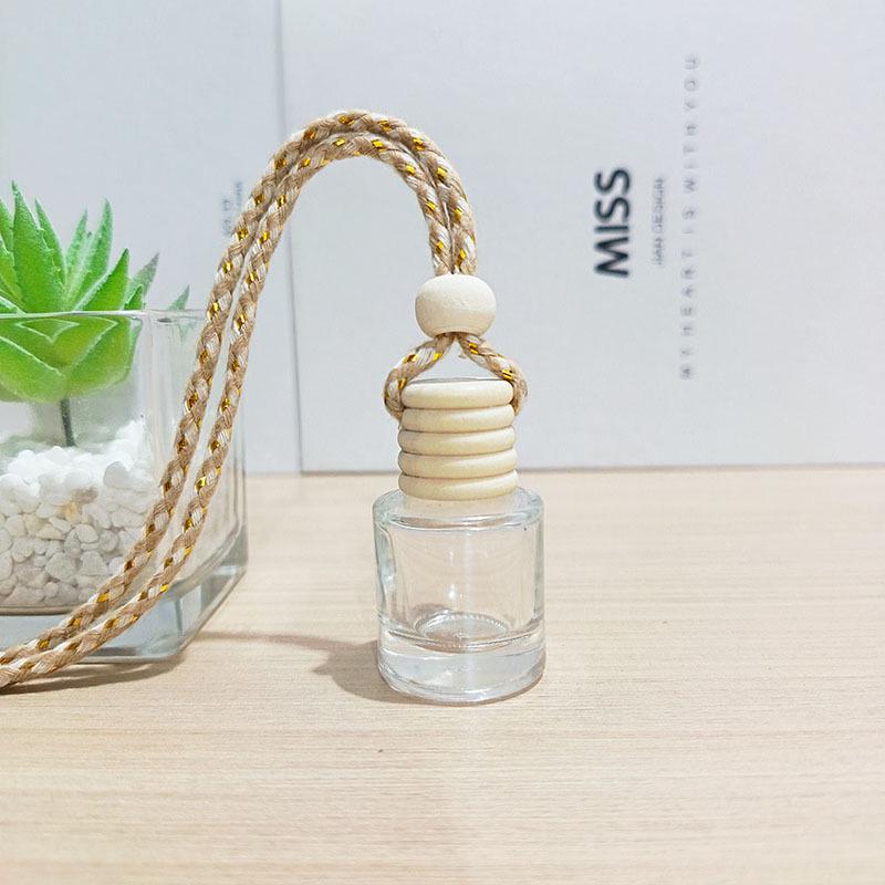 Clear Square Cap Car Perfume Bottle - Glass Pendant