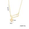 Women's Zircon Safety Pin Heart Pendant Necklace - Luxury Titanium Steel Chain