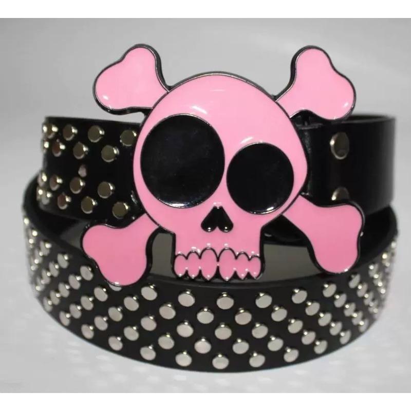 

European and American Trendy Men s Belt Personality CUTE Skeleton Rivet Trousers Hip-hop Street Versatile Gothic Girls Belt 100cm