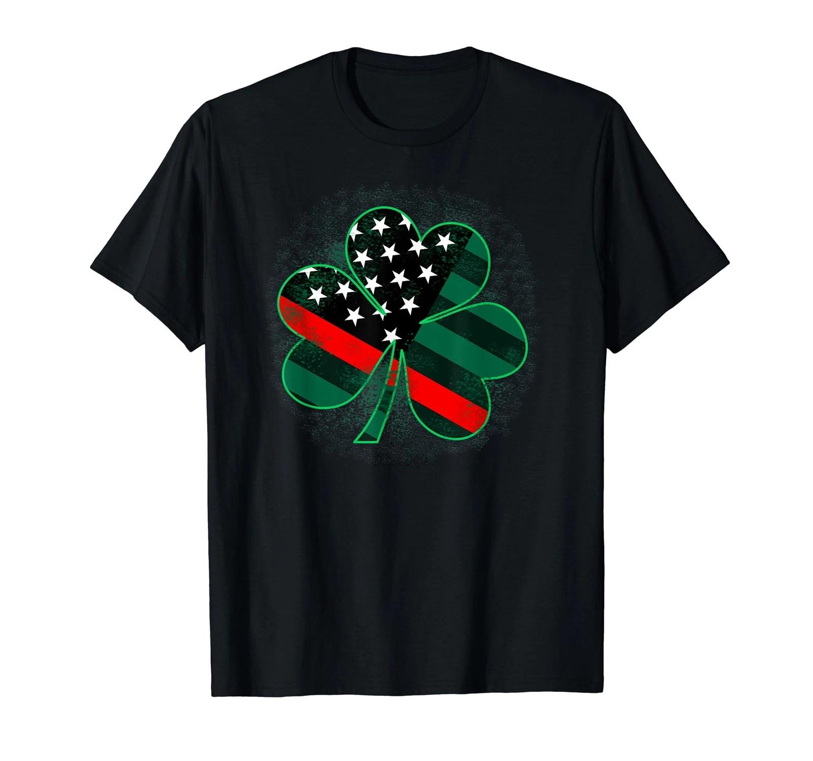 Thin Red Line St Patricks Day Shirt Firefighter Shamrock Tee XL