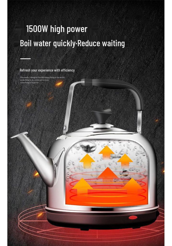 304 Stainless Steel Large Electric Kettle with Auto Power-Off & Keep Warm, Whistle Teapot for Household
