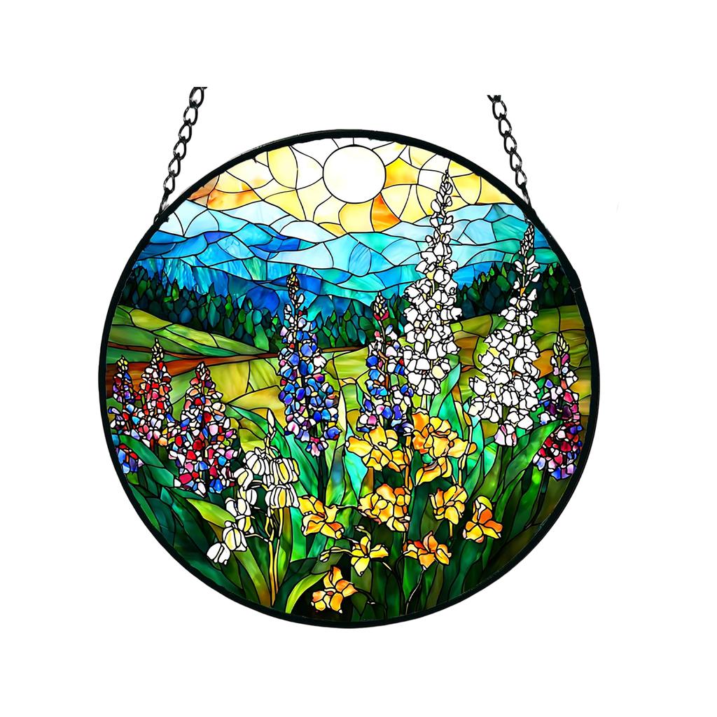 Acrylic Suncatcher Wind Chime Hanging Ornament with Bird and Floral Design for Home Garden Window Decoration Gift
