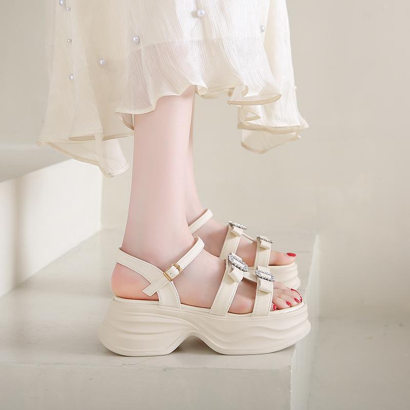 Fashion 2025 New Summer Bling Sandals Women's 8CM Wedge Platform Open Toe Shoes Women's Thick Bottom Shoes Casual Shoes Fashion Sandals