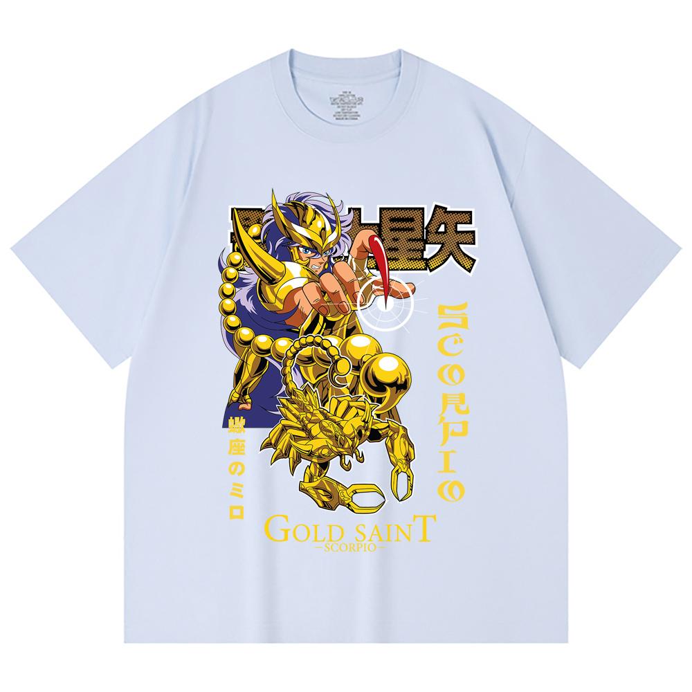 230 Gsm 100% Cotton Saint Seiya V24 Scorpio Print Unisex Heavy Cotton T Shirt