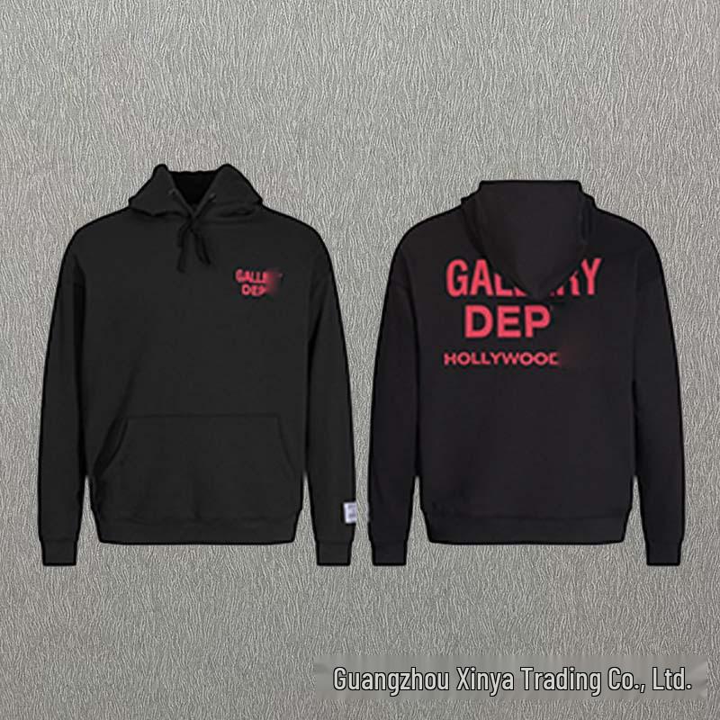 GALLERY DEPT Bluza Unisex z Kapturem Bawełniana z Plamami Farby Graffiti - Jesienna Luźna