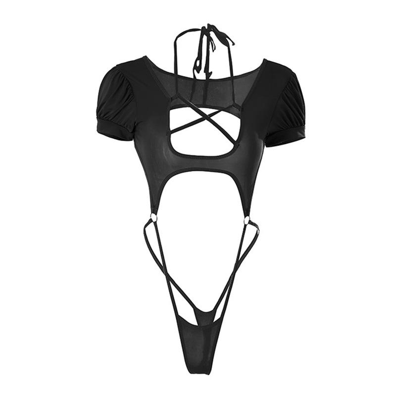Women's Sexy Thong Bodysuit Sleepwear Costume Lingerie Underwear Hollowed Out Erotic One-Piece Jumpsuit