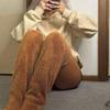 Womens Fuzzy Warm Thigh High Socks Over Knee High Furry Plush Slipper Stockings