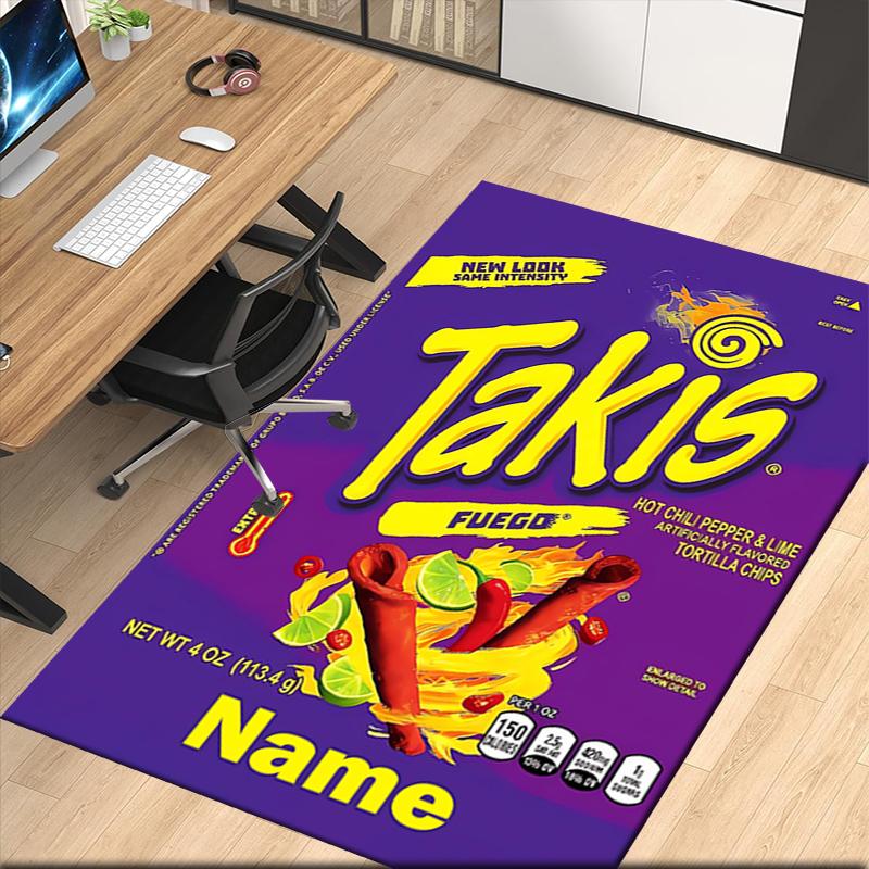 Tappeto Stampato Takis Fuego con Nome Personalizzato, per Sedia da Ufficio Soggiorno Camera da Letto Cucina Decorazioni Regali.