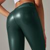 European and American New Sexy PU Leather Pants Large Size Belly Leggings Sports with Pockets Small Pants Abraded Leggings