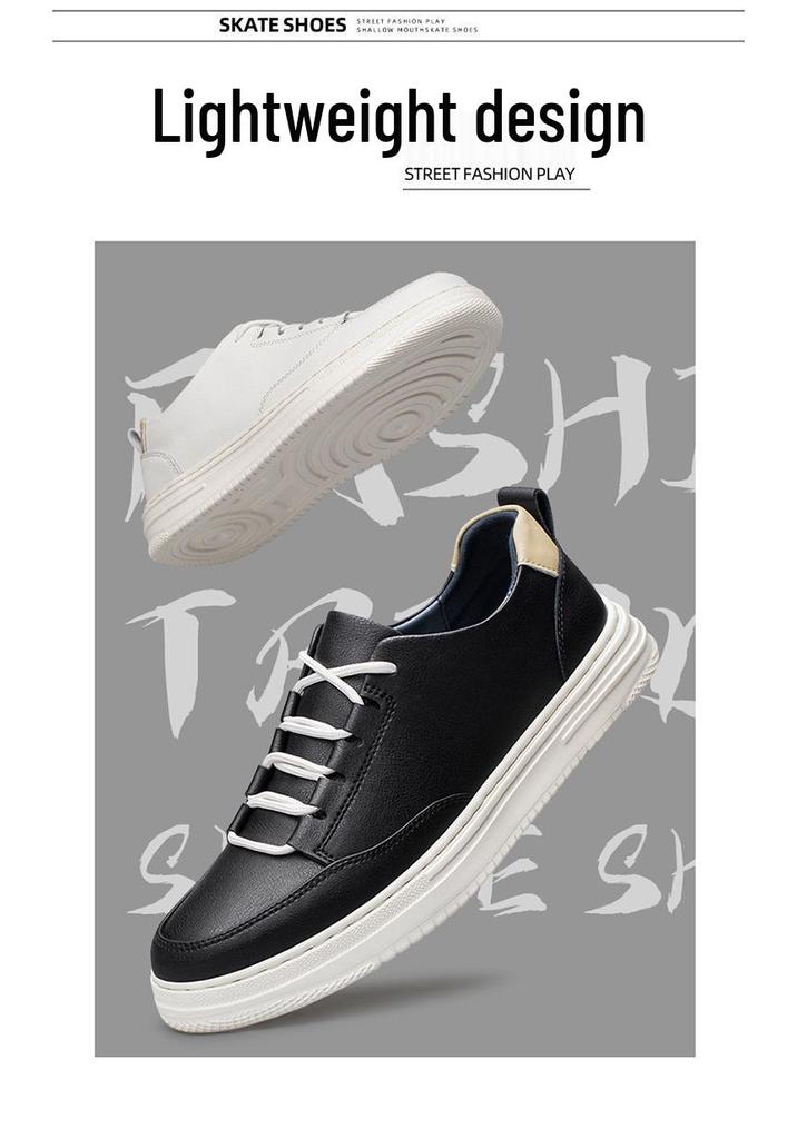 Men's Handmade Retro White Low-Top Board Shoes - Versatile Cowhide Casual Flats for Spring