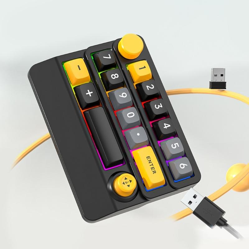 Wireless Gaming Keyboard Macro Defined Joystick 15keys Gaming Keyboard with Color Lights Multiple Function