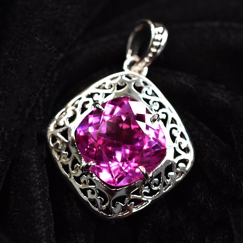 CERTIFIED 35 Ct 925 Sterling Silver Pink Tourmaline Natural Pendant Gemstone AI-07-NS