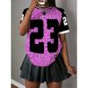 Contrast Color Sweet and Cool Sports Style Short-sleeved T-shirt with Digital Printing Casual Fashion Women's Top
