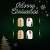 24Pcs Christmas Press On Nail Glittering Green Gold Design Fake Nail for Parties Christmas Theme Salon Quality