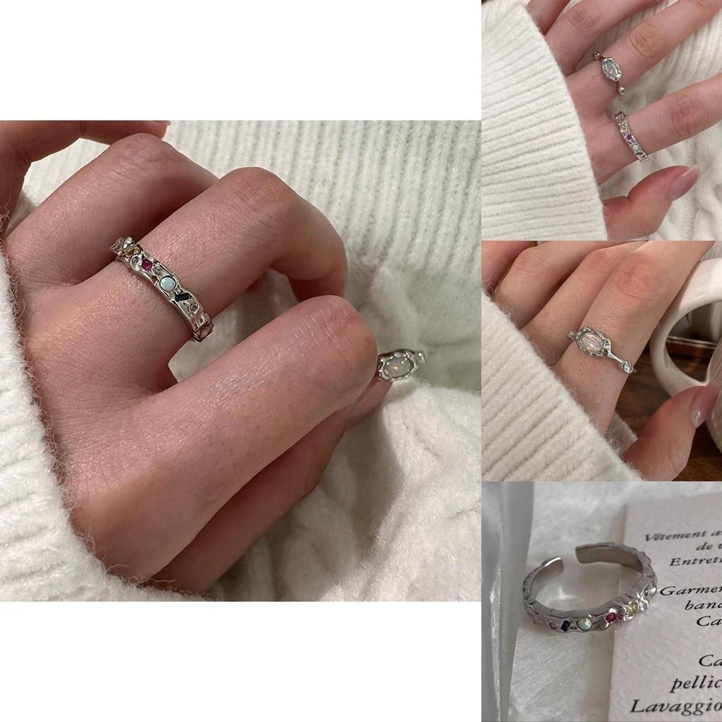 Stone Opal Fashionforward Colorful Ring Adjustable Design For Women Modern