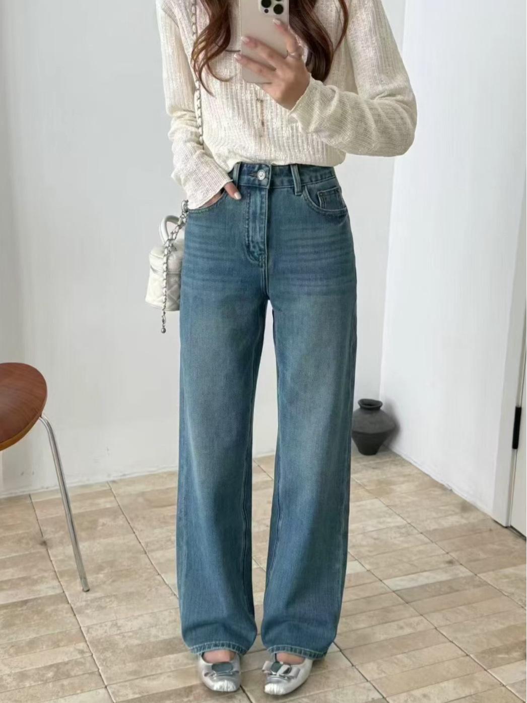 

JU Women s High Waist Four-Way Stretch Slimming Jeans - Autumn/Winter 2025 Straight Leg Floor-Length Trousers 2XL чирковый
