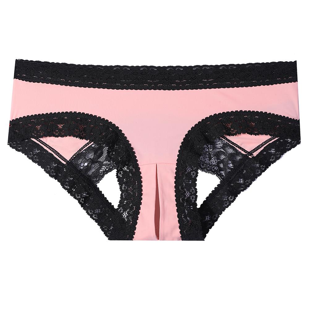 Sexy Lingeries for Woman Underwear Lace Slip Femme Panties Pink Hot Women Underpants See Through Open Crotch Low-waist String