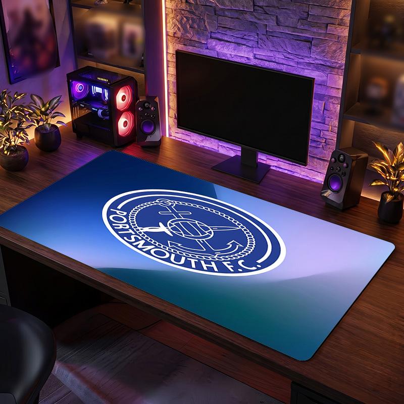 Portsmouth FC Theme Pattern Mouse Pad, Soccer Logo Design XXL Gaming Desk Mat Non-Slip Computer Mouse Pad