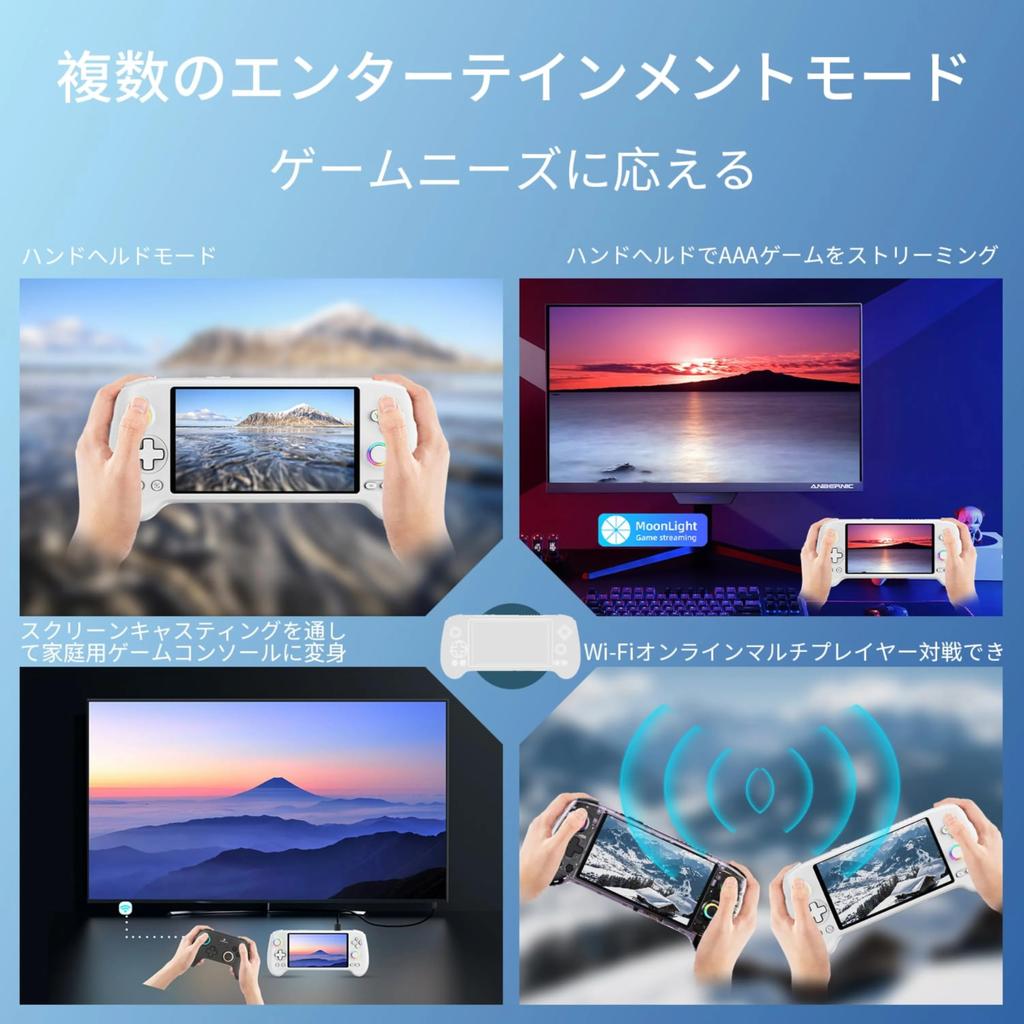 Anbernic RG557 Whatsko Handheld Game Dimensity Android 14 RGB Lighting Hall AMOLED 5500mAh Clear Purple Console, 8300, System, Two-Player Playback,