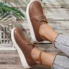 Fashion Lightweight Platform Flats Autumn New Round Toe Front Lace-Up Soft Sole Waterproof Non-Slip Low Top Shoes