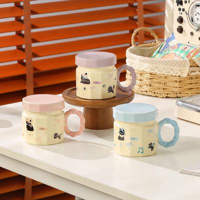 Creative Ceramic Mug with Lid for Household Cat High Value Water Cup for Girls Cartoon Birthday Gift Coffee Cup