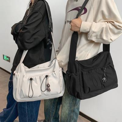 Tooling Wind Messenger Bag Female Tide Brand Solid Color Simple Large Capacity Student Leisure Shoulder Messenger Bag Female