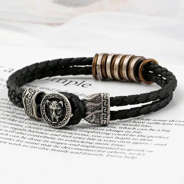 Lion Antique Leather Bracelet SVB-197