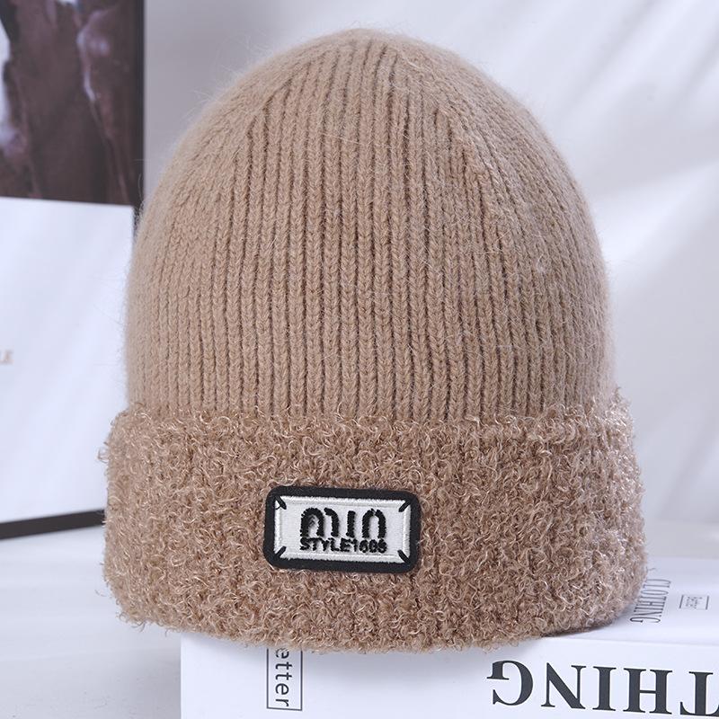 

Hat Women s Winter Warm Rabbit Hair Knitted Hat Windproof Ear Protector Wool Hat хакі