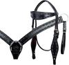 Western Natural Leather Bling Tack Set of Headstall & Breast Collar