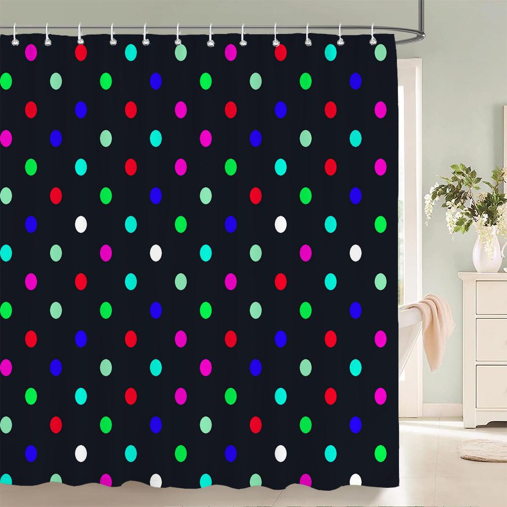 1 Pcs Bathroom Shower Curtain Modern Art Simple Circle Printed Polyester Fabric Shower Curtain with Hooks Decoration Curtain