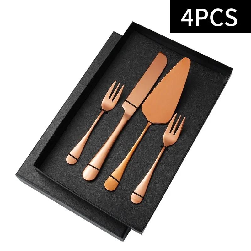 2/4Piece Stainless Steel Cake Knife Shovel Suit Golden Bread Knife Cake Cutting Tools Pizza Cheese Steak Shovel Baking Utensils