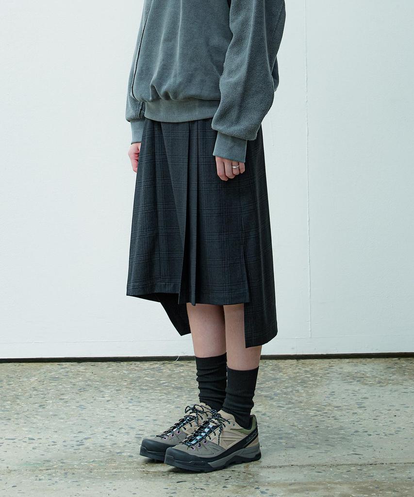 Yusentig Asymmetrical Check Pattern Skirt Aw4As6609E