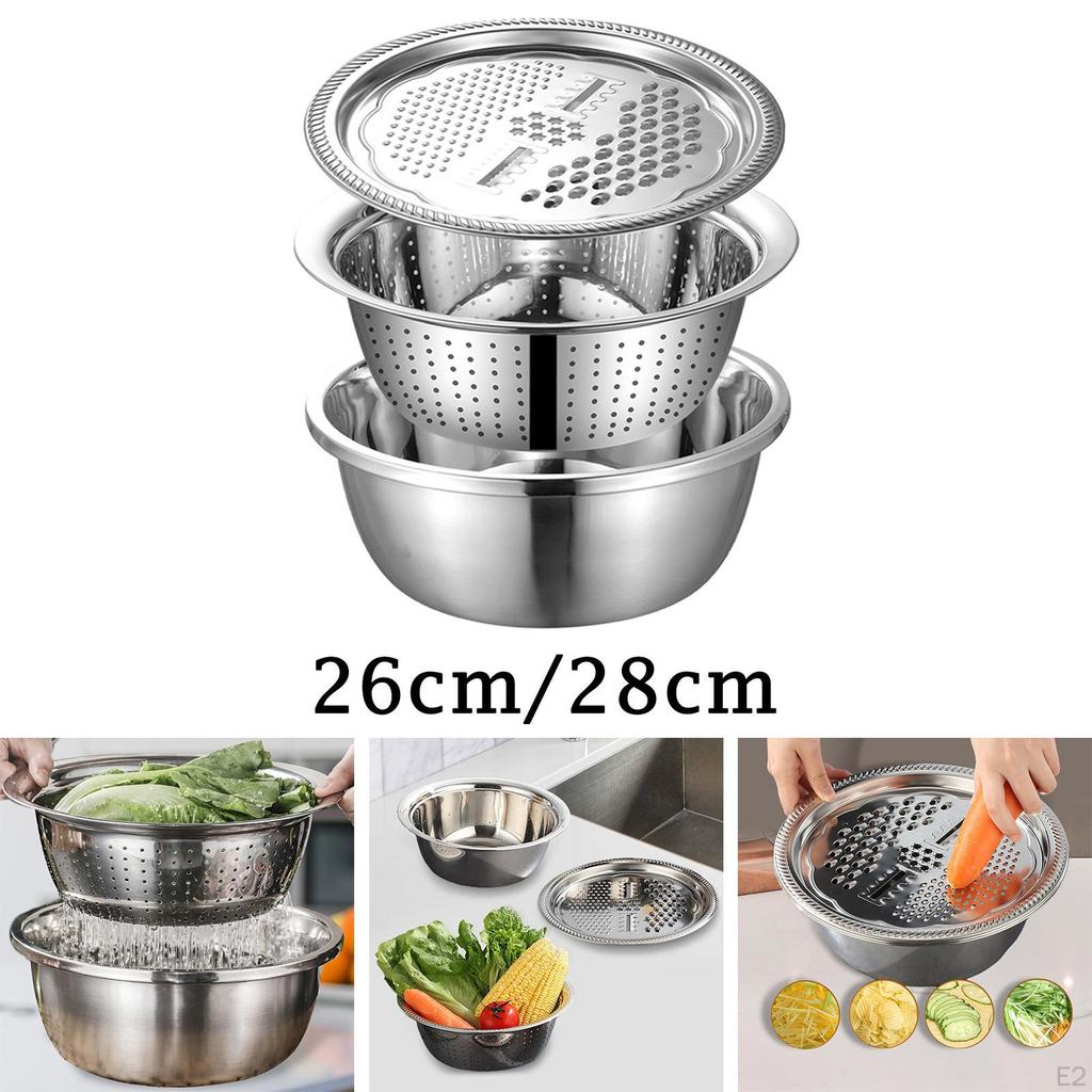 Stainless Steel Basin Kit Ginger Grater Basket Fine Mesh Portable Salad Bowl Strainer