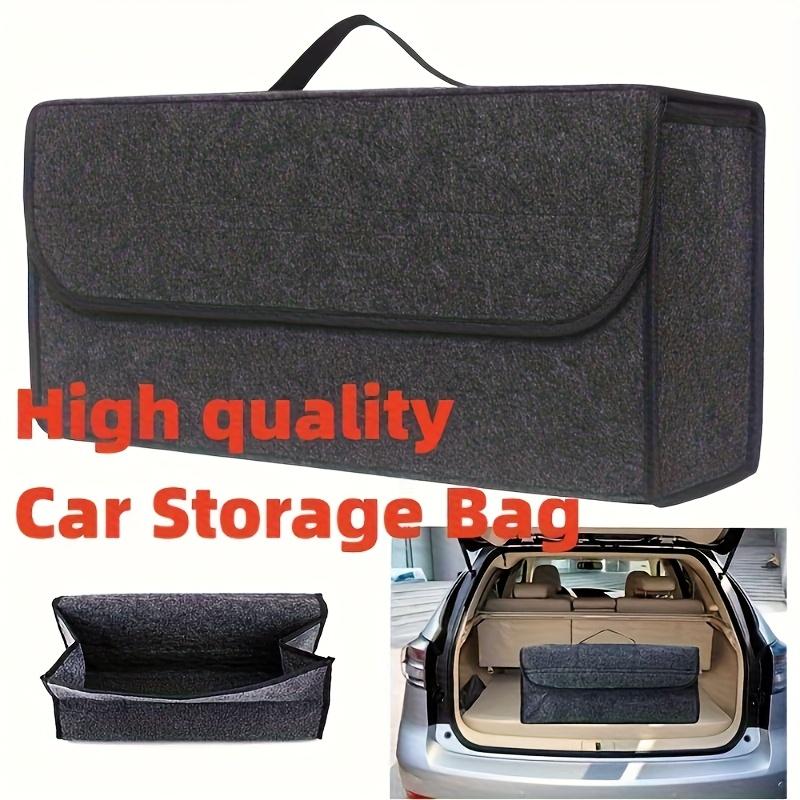 1-Pack Car Trunk Organizer Box, Foldable Storage Bag with Multiple Compartments & Ergonomic Handle - Durable Fabric Car Interior Accessories