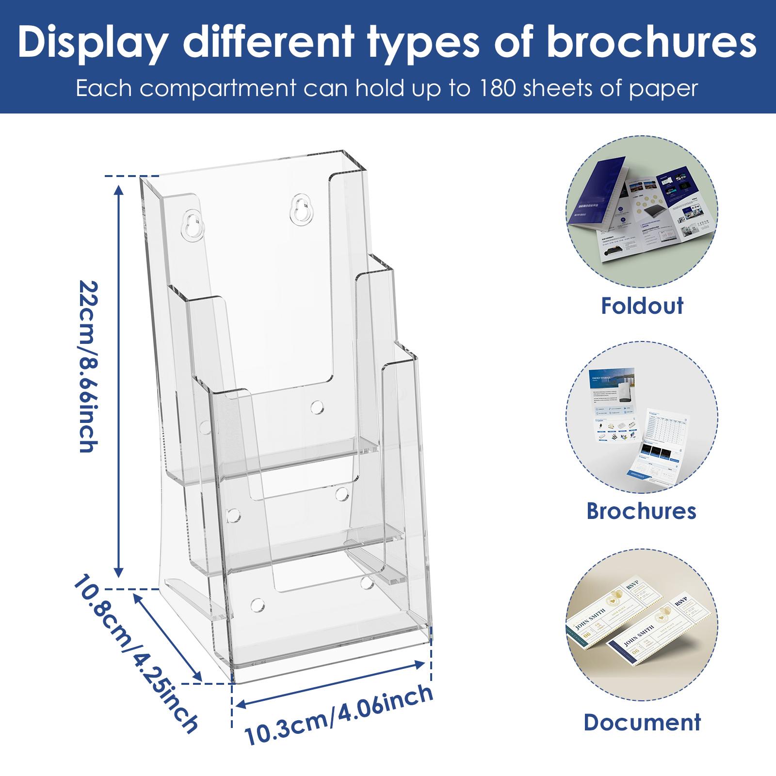 Acrylic Brochure Holder Clear Flyer Stand Literature Holder for Trifold Brochures Magazines Menus Pamphlets Booklets Documents 2290₽