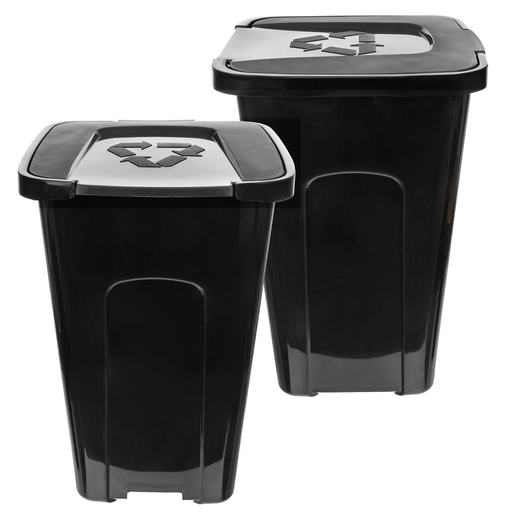 KADAX Trash Can Waste Container for Sorting 50L Bucket Black Container